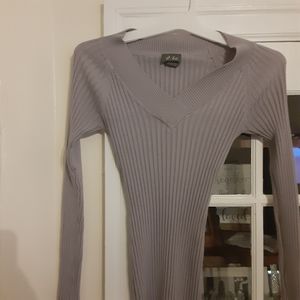 Vintage Dots lavender/gray bodycon ribbed sweater size M